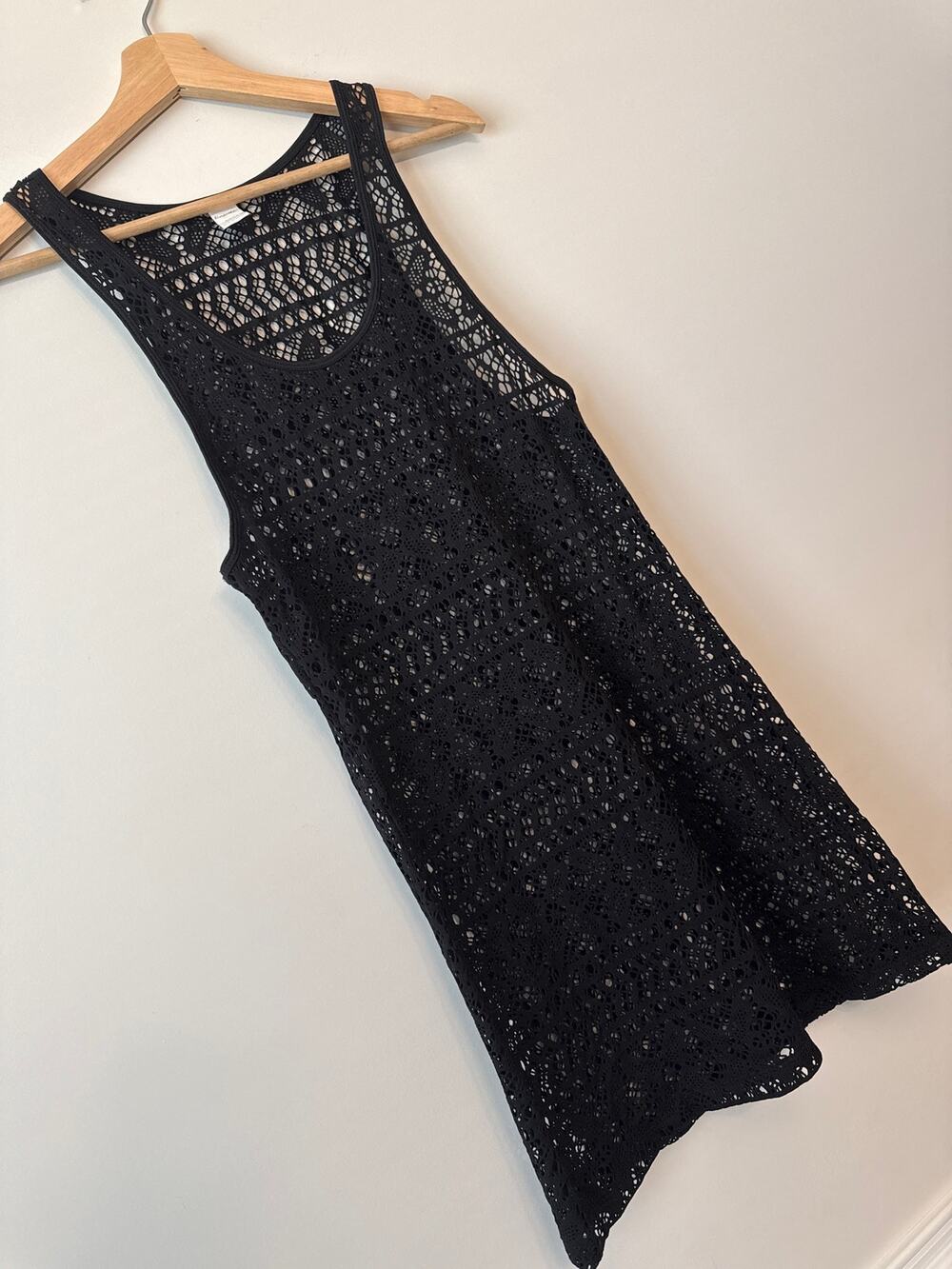 Freshwater Black Crochet Swim Cover Up Dress